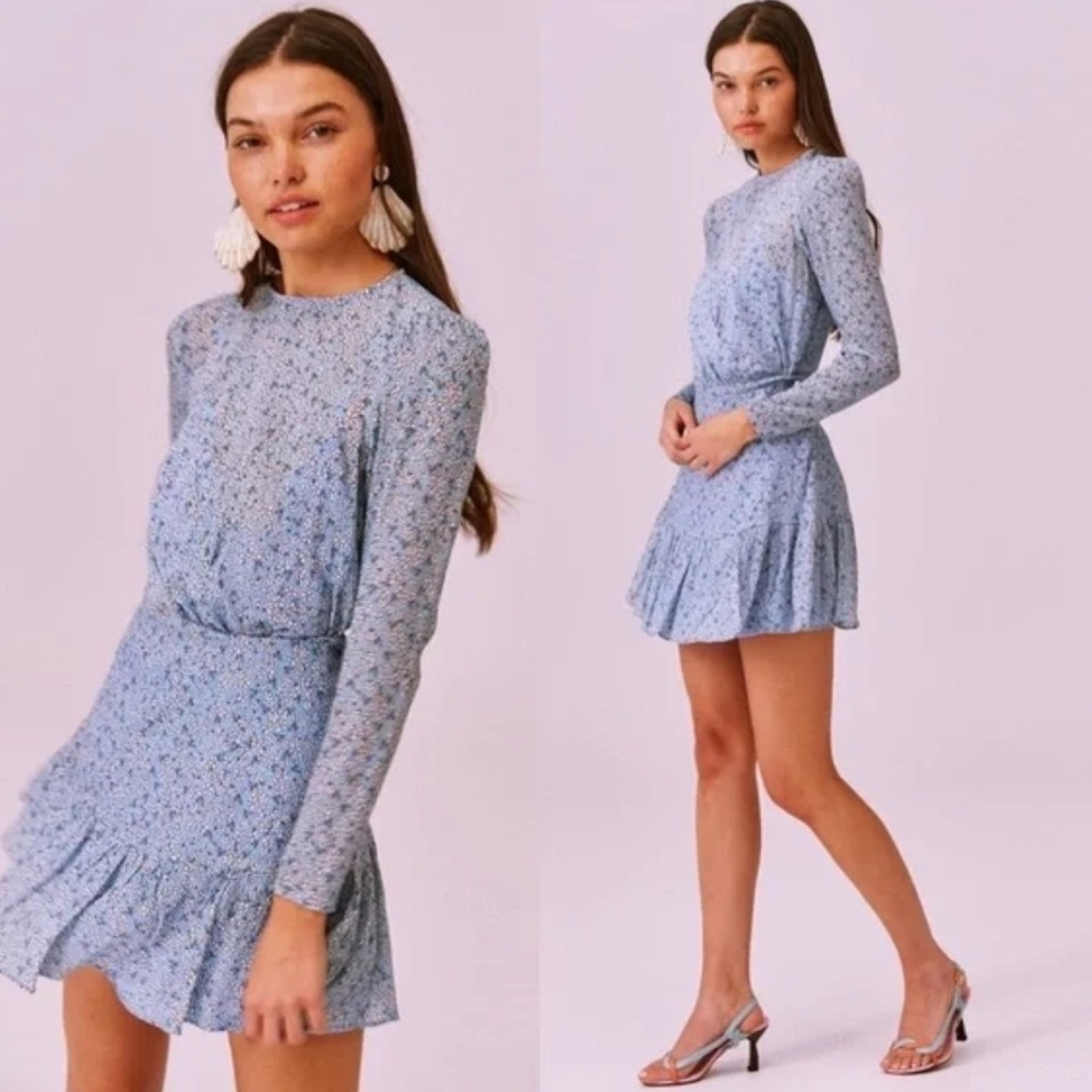 Finders Keepers Blue Blossom Long Sleeve Dress